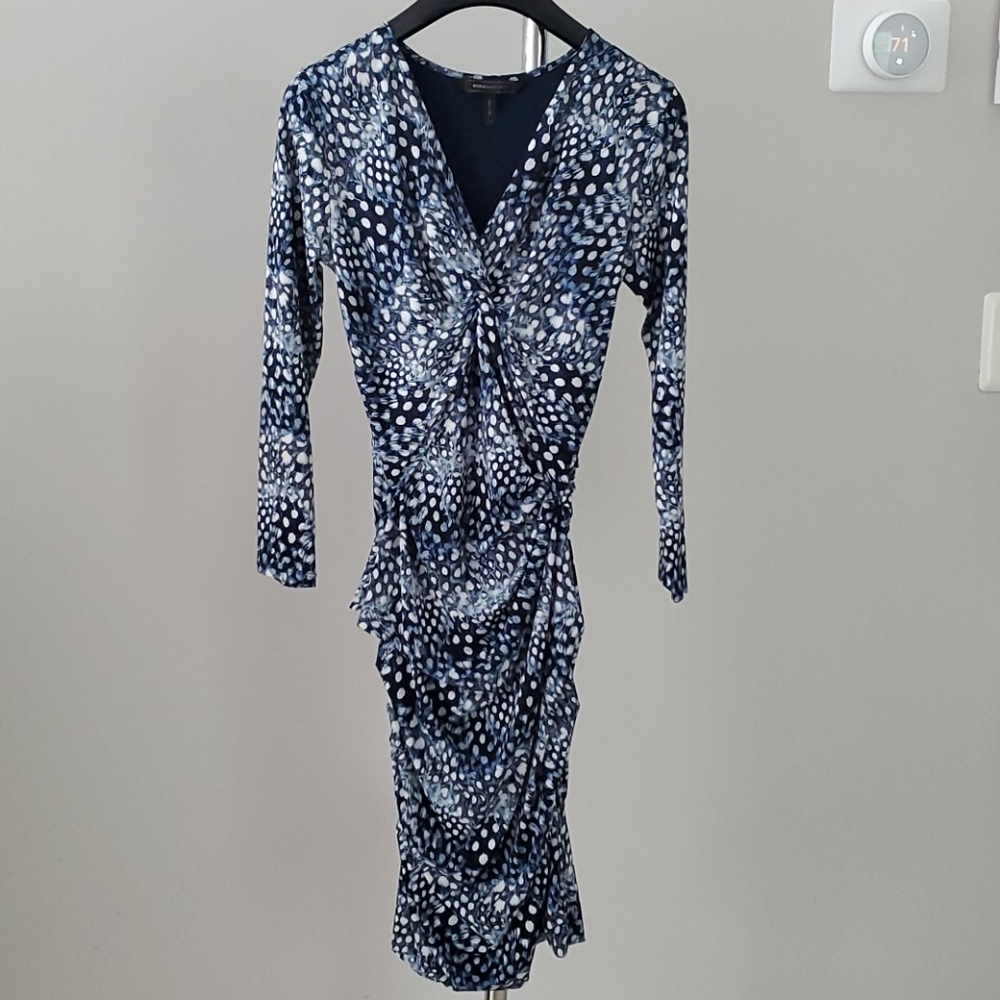 BCBG Blue/White Pattern Bodycon Dress size XS